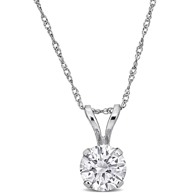 Created Forever 1ct TDW Lab-Grown Diamond Solitaire Necklace 14k White Gold-17 in