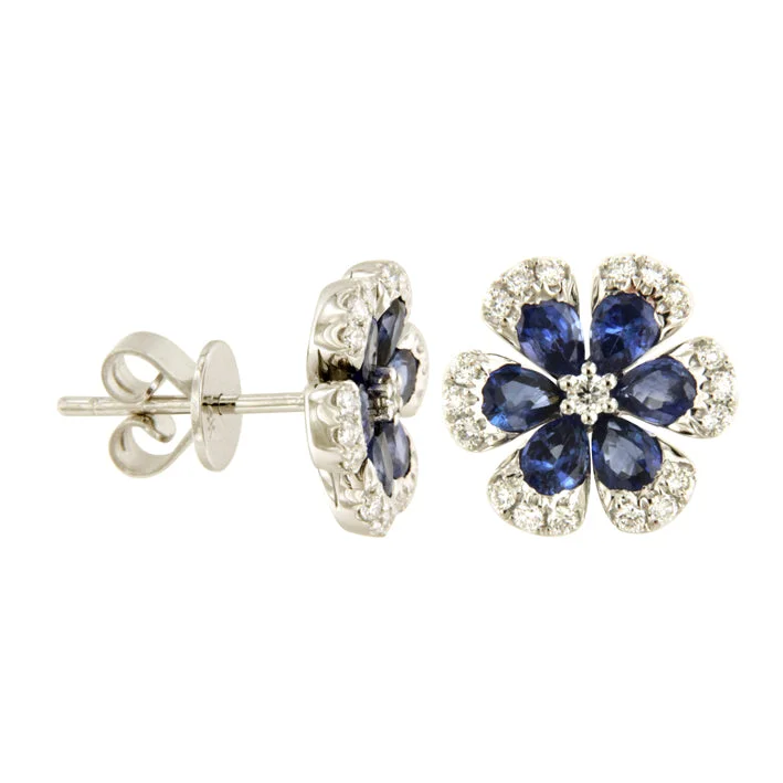 Sapphire and Diamond Flower Earrings