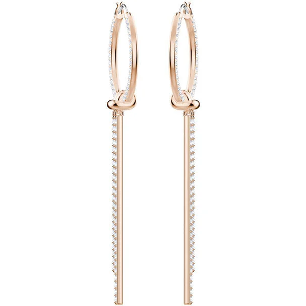 Swarovski Lifelong Hoop Pierced Earrings, White, Rose Gold Plating 5390820