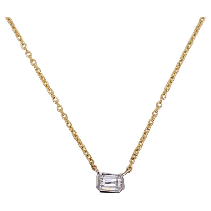 Emerald Cut Diamond Solitaire Necklace