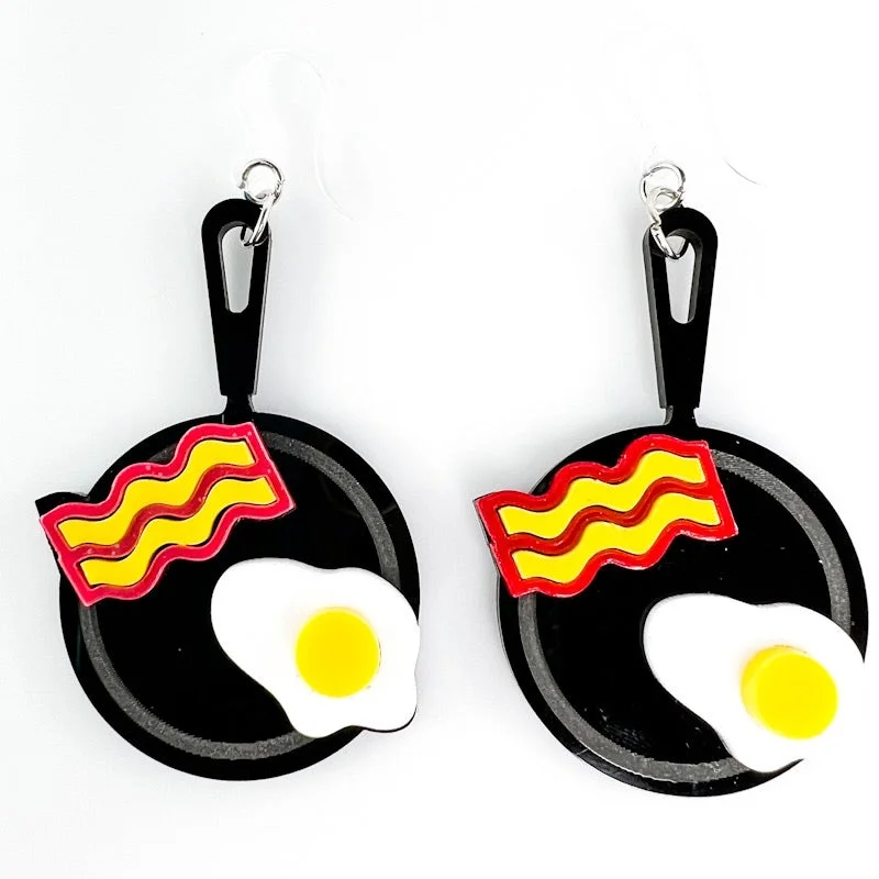 Exaggerated Breakfast Dangles Hypoallergenic Earrings for Sensitive Ears Made with Plastic Posts