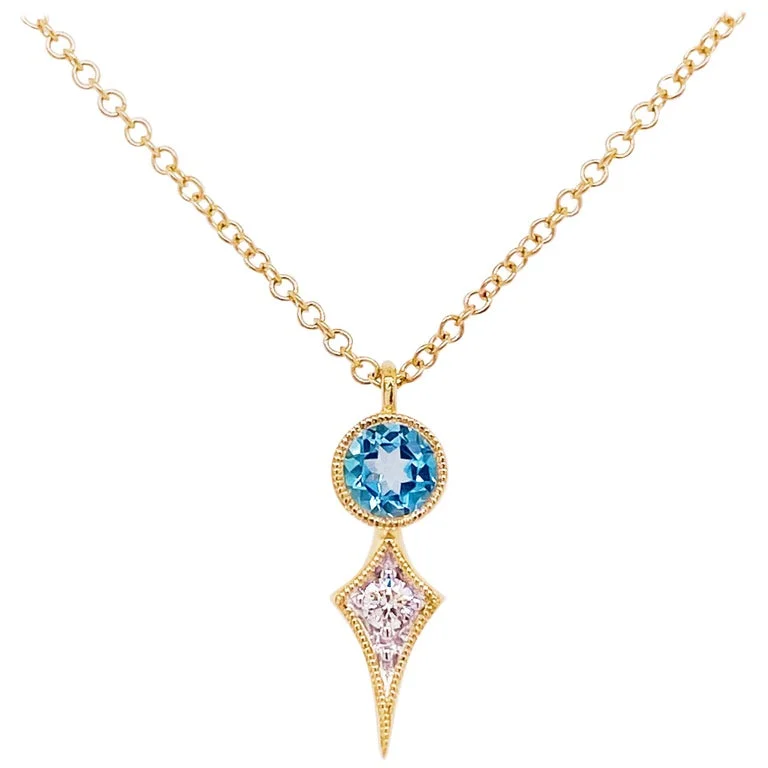 Blue Topaz & Diamond Necklace