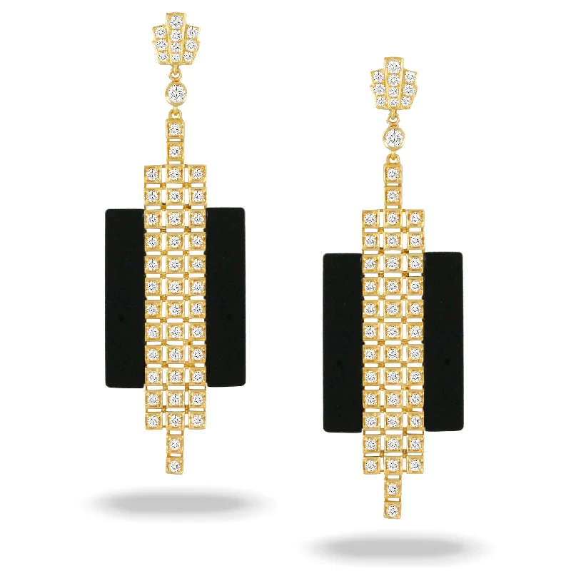 Black Onyx and Diamond Earrings