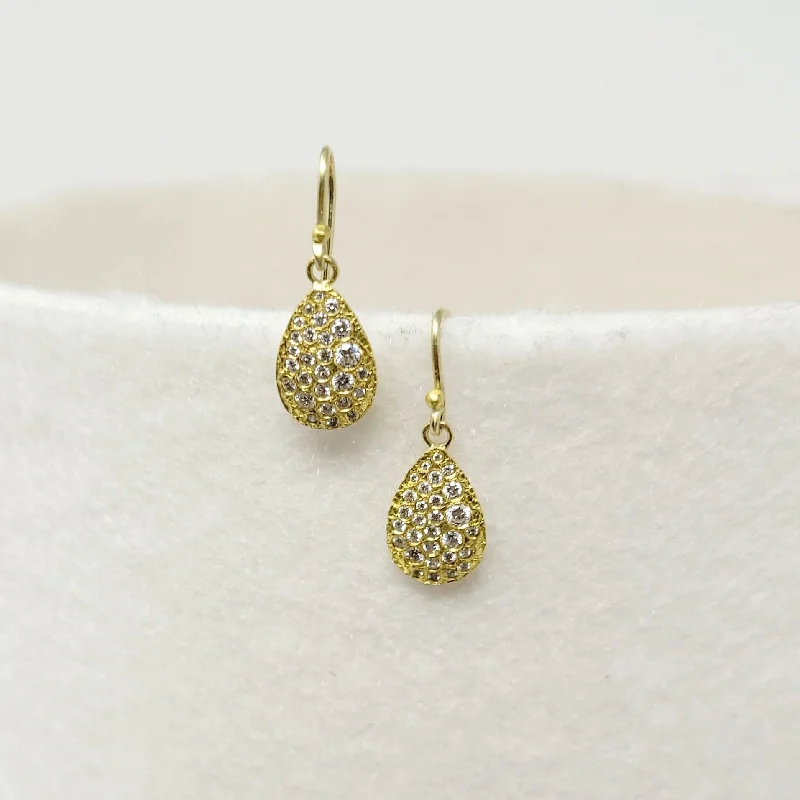 Diamond Silk Textured Drop Earrings