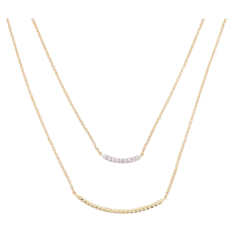 Two Strand Diamond Bar Necklace