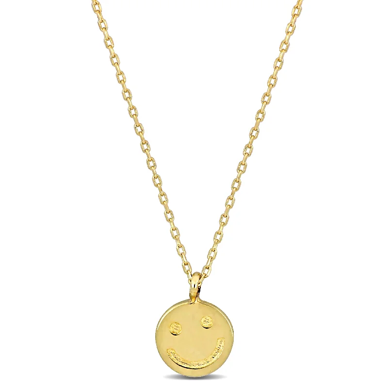 Mimi & Max Smiley Face Pendant with Chain in 14k Yellow Gold - 17 in