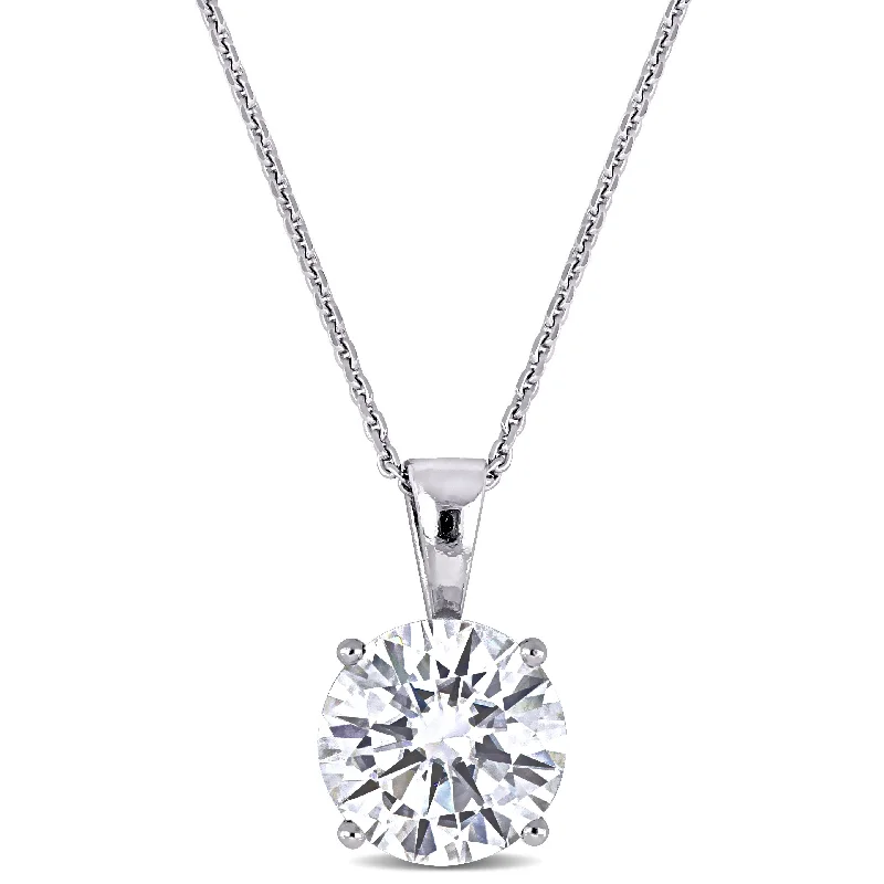 Mimi & Max 2ct DEW Created Moissanite Solitaire Pendant with Chain in 14k White Gold