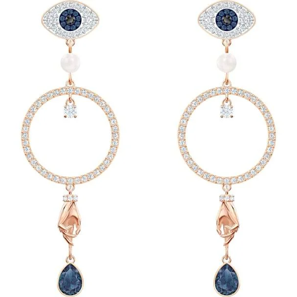 Swarovski Symbolic Hoop Pierced Earrings, Multi-colored, Rose-gold Tone Plated 5500642