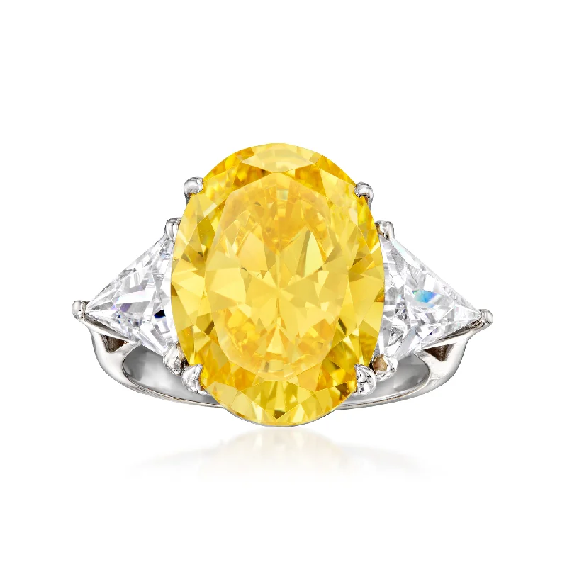 Ross-Simons Simulated Yellow Sapphire Ring With Czs in Sterling Silver