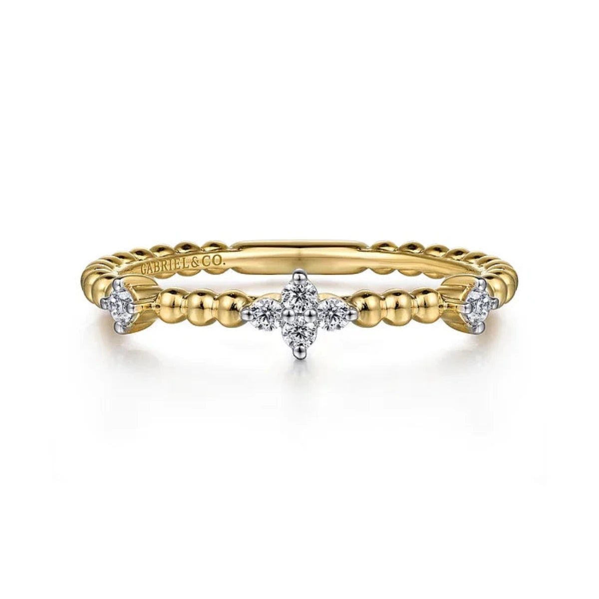 14K Y Gold 0.10ctw G/SI2 Beaded Diamond Station Ring