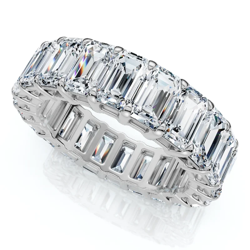 6Ct Emerald Cut Diamond Eternity Ring 14k Gold or Platinum Lab Grown