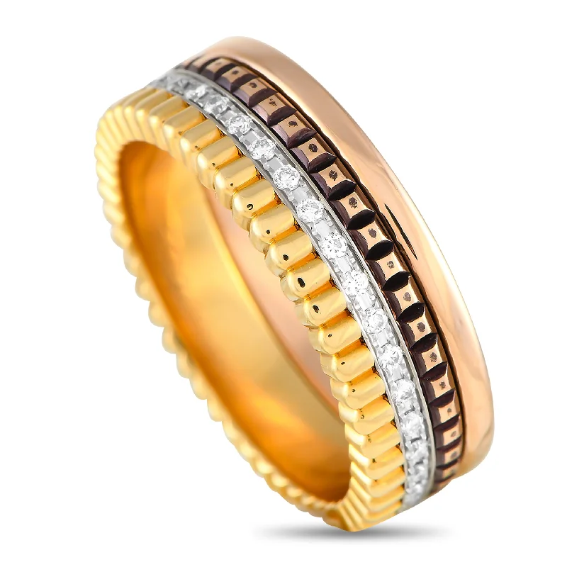 Boucheron Quatre Classique 18K Rose, Yellow, and White Gold Diamond Band Ring BU28-011625