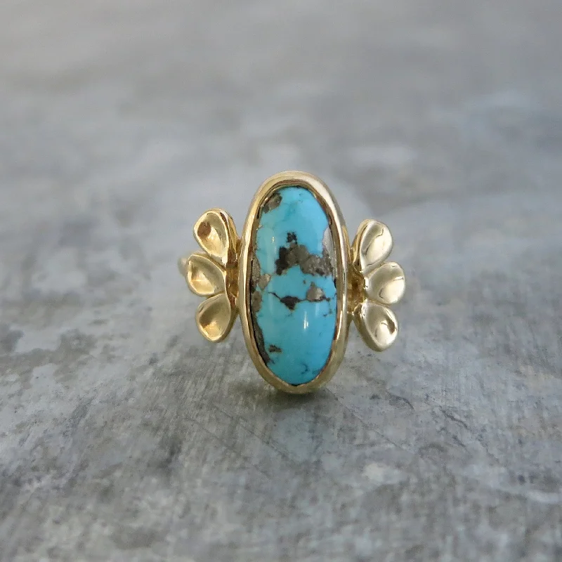 Turquoise Carved Petal Ring