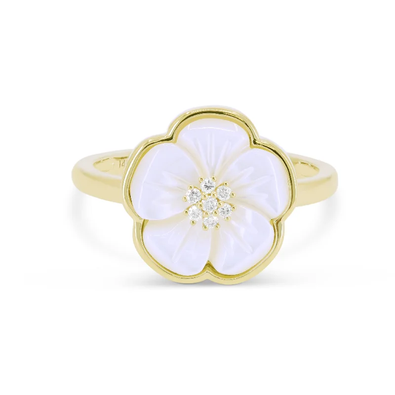 14K Yellow Gold,mother Of Pearl Ring