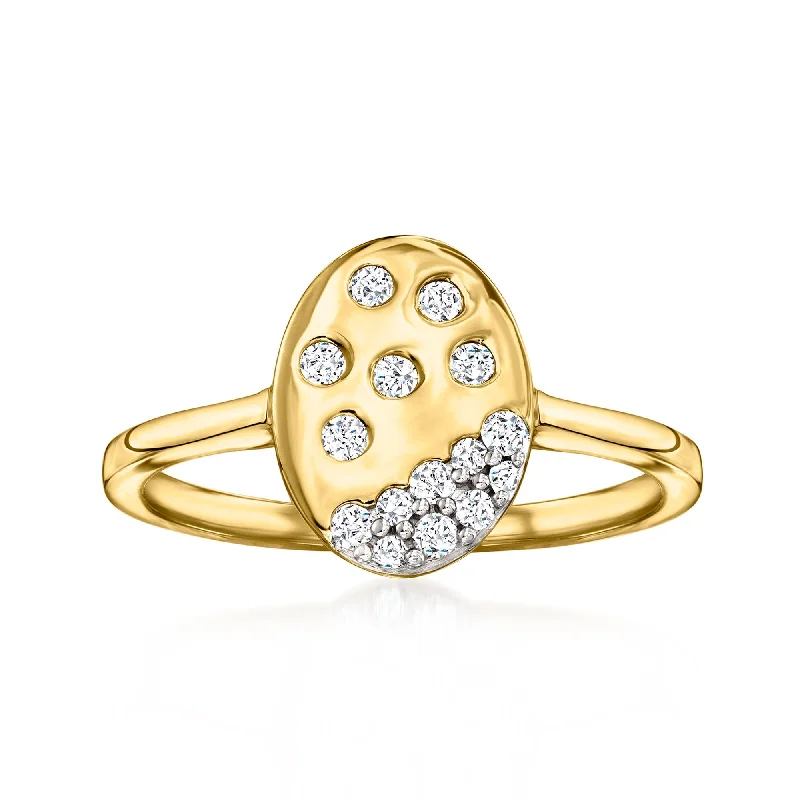 Ross-Simons Scattered-Diamond Oval Ring in 18kt Gold Over Sterling