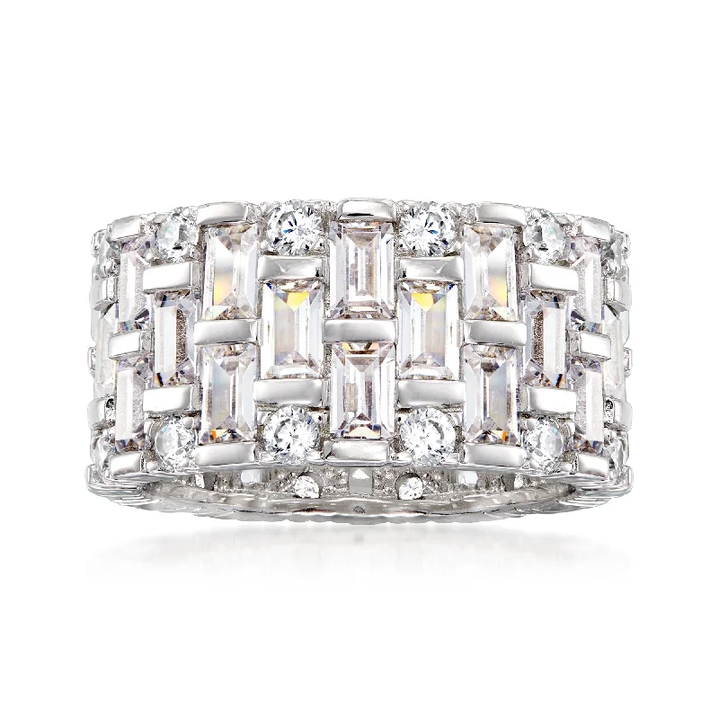 Ross-Simons Baguette and Round CZ Eternity Band in Sterling Silver