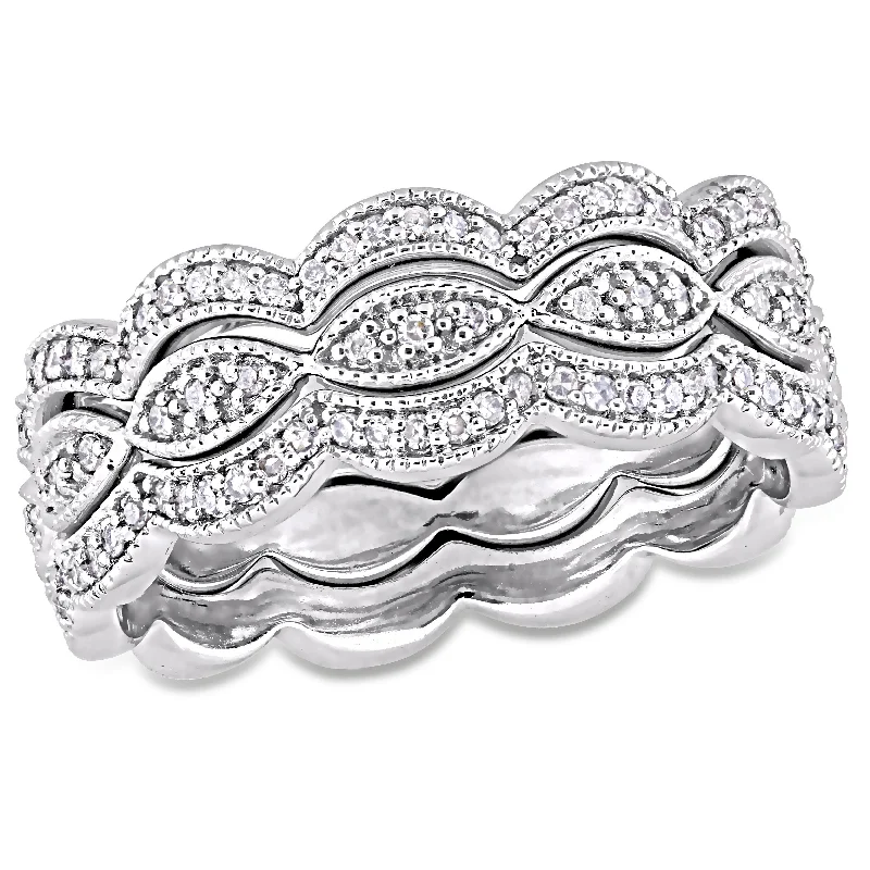 Mimi & Max 1/2ct TW Diamond Stackable Ring Set 14k White Gold