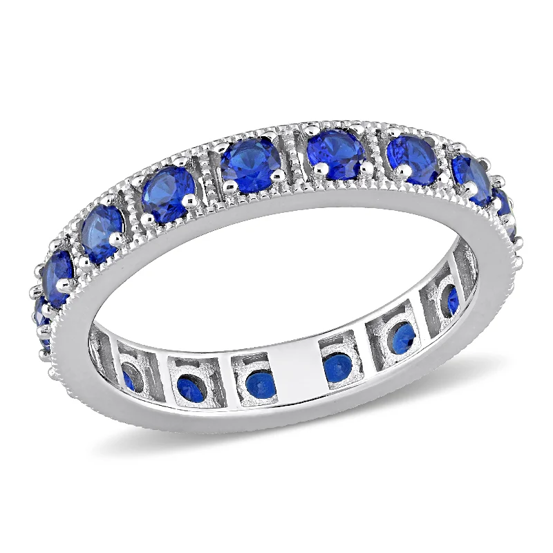 Mimi & Max 2 3/8ct TGW Blue Cubic Zirconia Eternity Ring Sterling Silver