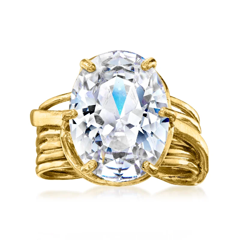 Ross-Simons Oval CZ Ring in 18kt Gold Over Sterling