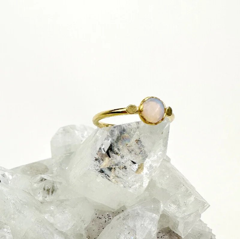 Opal Coin Petal Ring