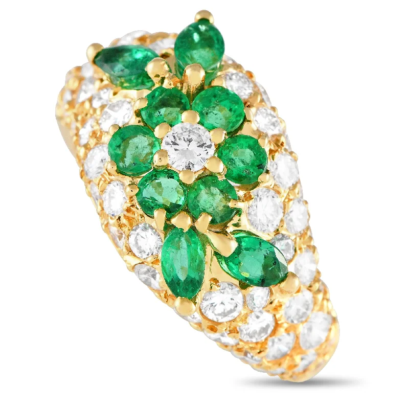 Graff 18K Yellow Gold 2.26ct Diamond and Emerald Ring GR13-060524