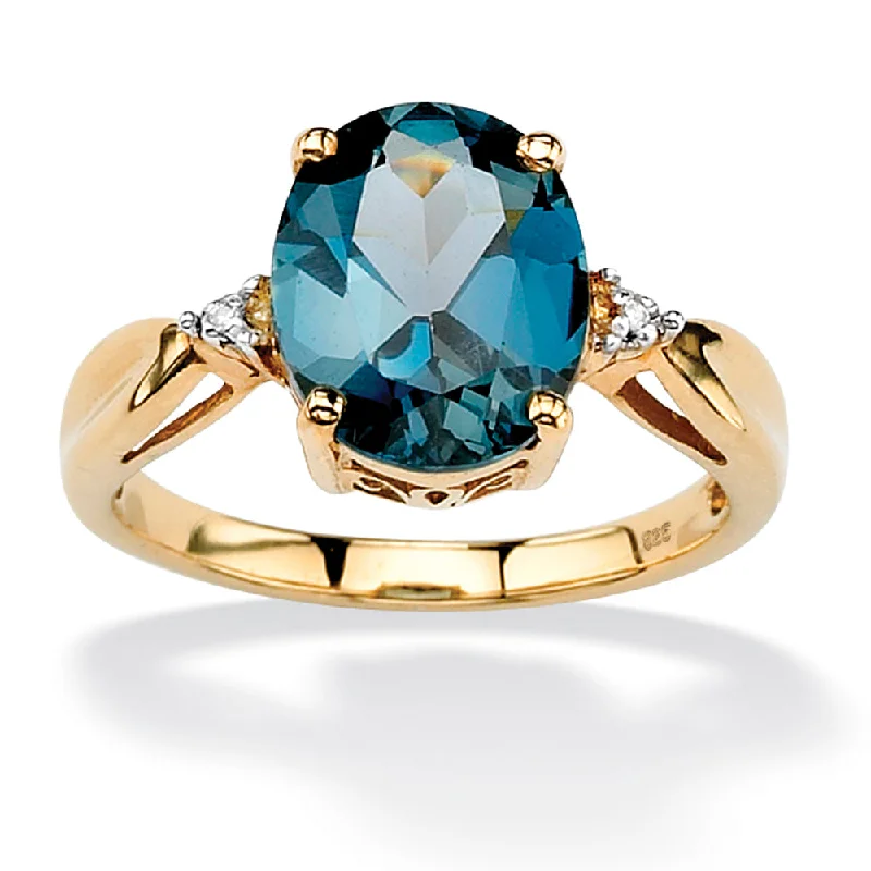 4.51 TCW Genuine London Blue Topaz Ring in Gold-Plated Sterling Silver