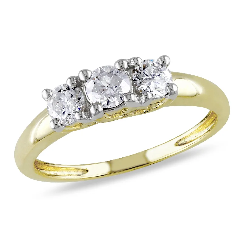 Mimi & Max 1/2ct TW Diamond 3-Stone Engagement Ring 14k Yellow Gold