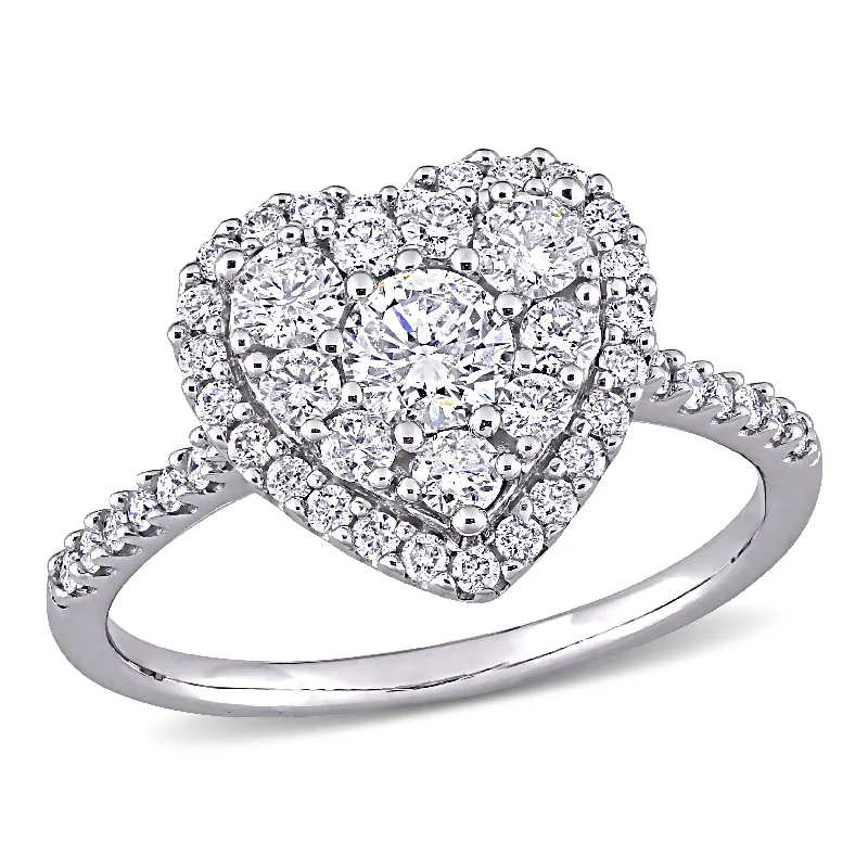 Mimi & Max 1ct TW Diamond Composite Heart Shape Halo Engagement Ring 10k White Gold