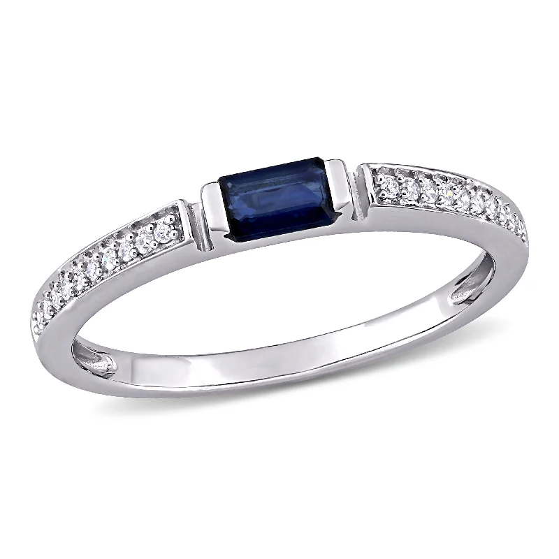 Mimi & Max 1/3ct TGW Sapphire and 1/10ct TW Diamond Ring 10k White Gold