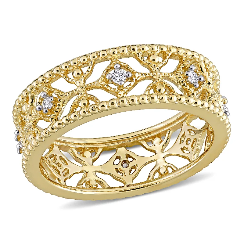 Mimi & Max 1/10ct TW Diamond Lace Ring 14k Yellow Gold