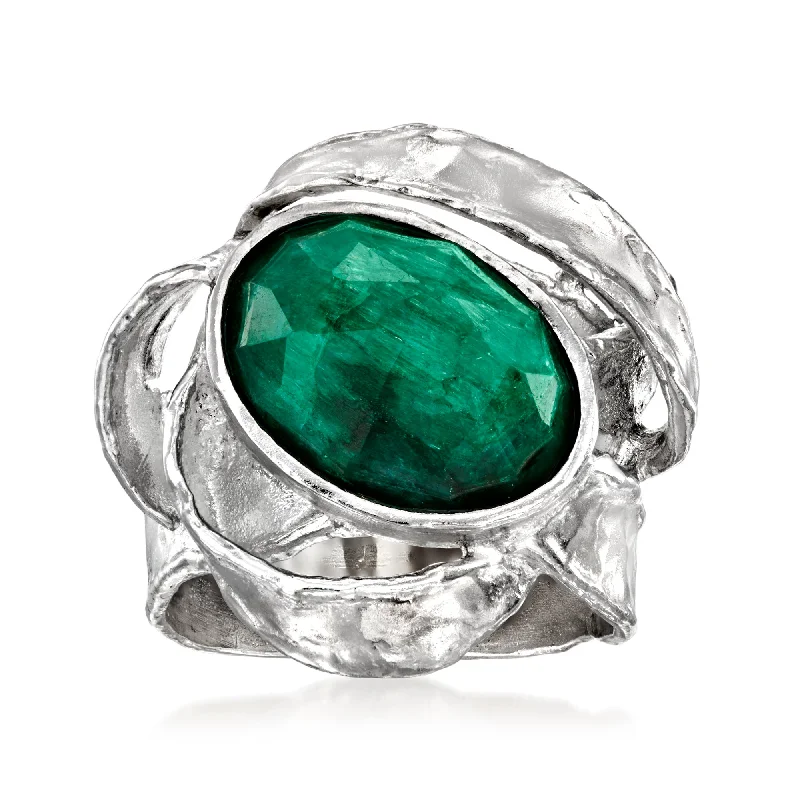 Ross-Simons Emerald Ring in Sterling Silver