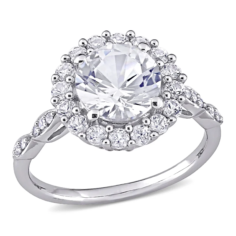 Mimi & Max 3 1/5ct TGW Created White Sapphire Diamond Accent Engagement Ring 10k White Gold