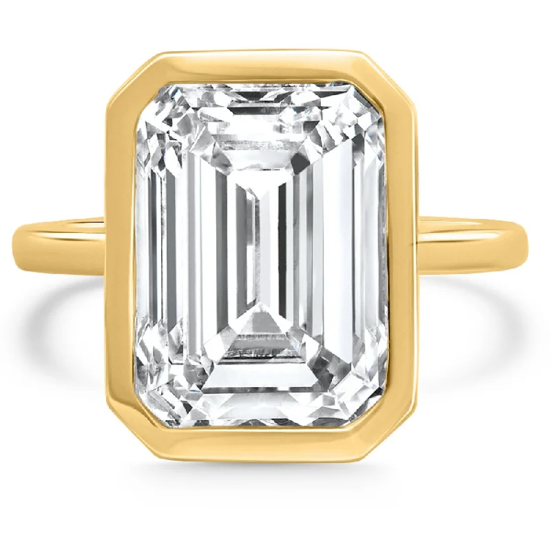 Certified 9.82Ct Emerald Cut Diamond Engagement Ring 14k Yellow Gold Lab Grown Size: 7