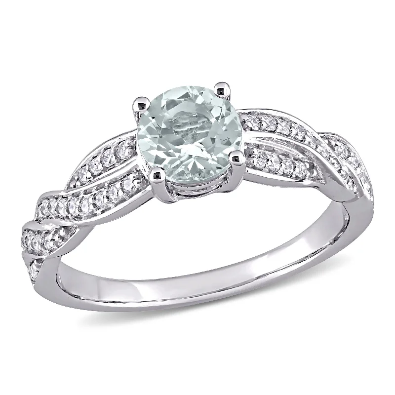 Mimi & Max 3/4ct TGW Aquamarine and 1/4ct TW Diamond Infinity Ring 14k White Gold