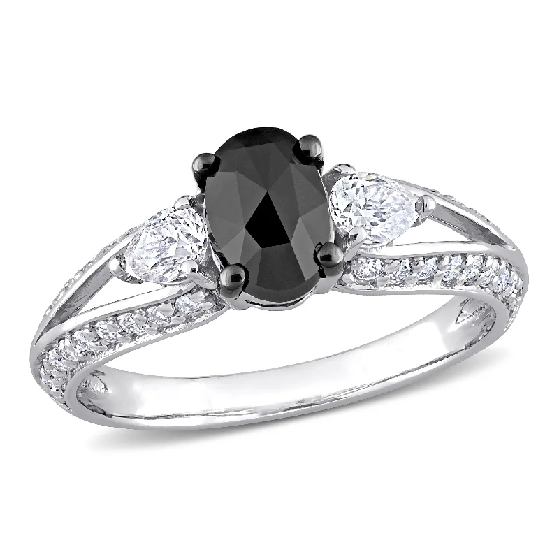 Mimi & Max 7/8ct DEW Created Moissanite 3/4ct TW Black Diamond Ring 10k White Gold