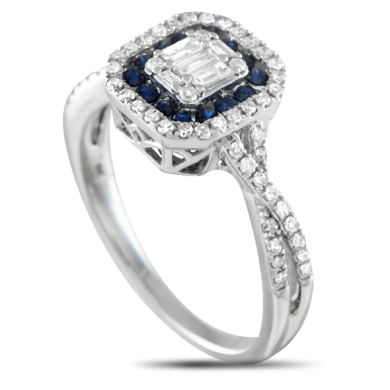 LB Exclusive 14K White Gold 0.50ct Diamond and Sapphire Ring RN32522