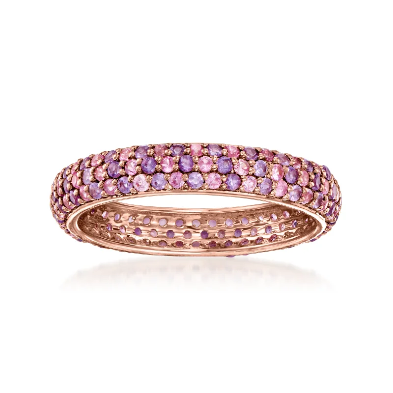 Ross-Simons Amethyst and . Pink Sapphire Eternity Band in 18kt Rose Gold Over Sterling