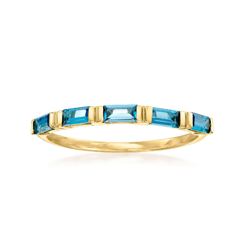 RS Pure by Ross-Simons London Blue Topaz Ring in 14kt Yellow Gold