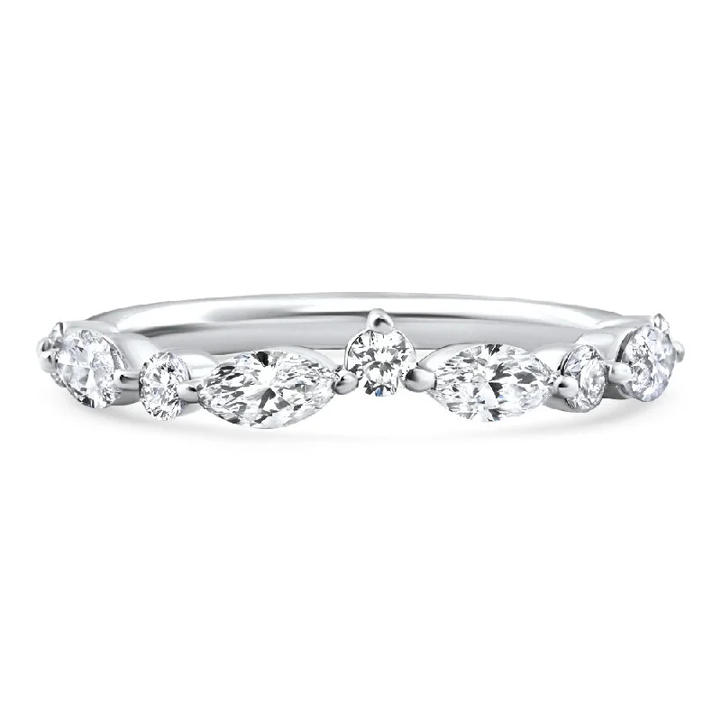 .90Ct Marquise Curved Diamond Wedding Ring 14k Gold or Platinum Lab Grown