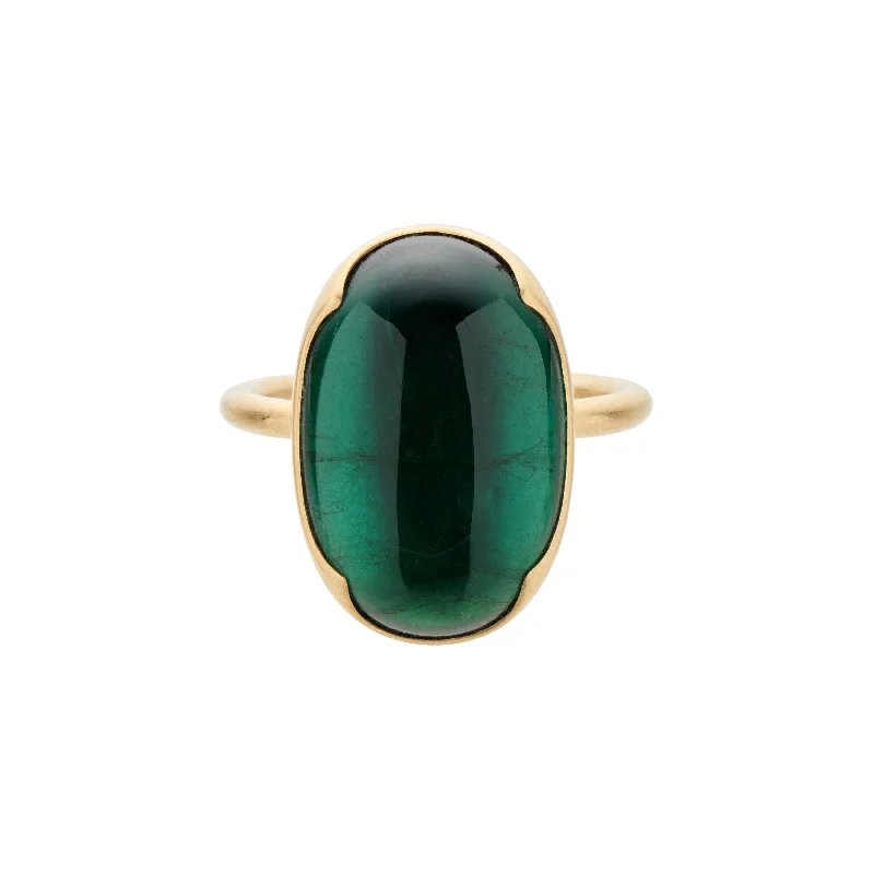 Gabriella Kiss 18k Large Oval Green Tourmaline Ring - 15.5ct