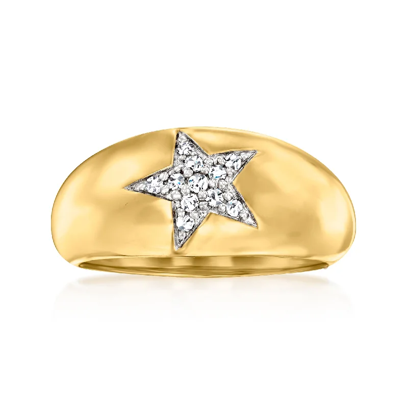 Ross-Simons Diamond Star Ring in 18kt Gold Over Sterling