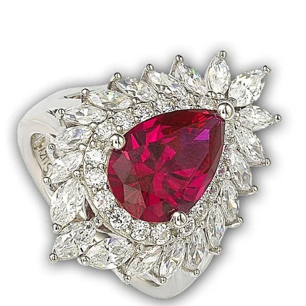 Suzy Levian 18k Gold and Sterling Silver Created Red Ruby Ring