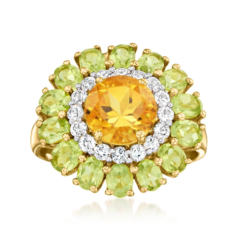 Ross-Simons Citrine, Peridot and . White Topaz Ring in 18kt Gold Over Sterling