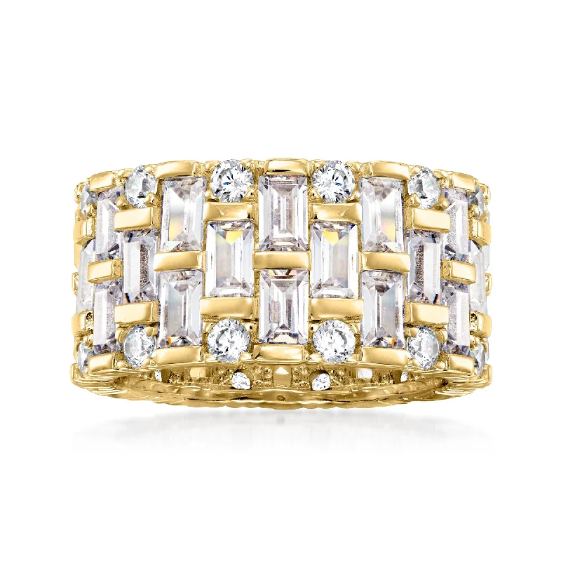 Ross-Simons Baguette and Round CZ Eternity Band in 18kt Gold Over Sterling