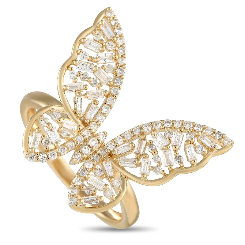 LB Exclusive 14K Yellow Gold 0.61ct Diamond Butterfly Ring RN31516