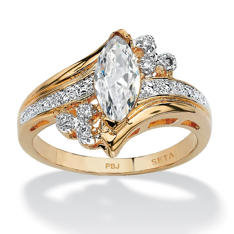 1.03 TCW Marquise-Cut Cubic Zirconia Ring in Gold-Plated