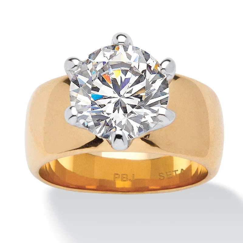 4 TCW Round Cubic Zirconia Solitaire Ring in 18k Gold-Plated