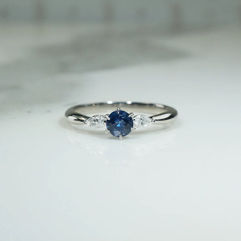 Pretty Petite Cornflower Blue Sapphire and Diamond Ring