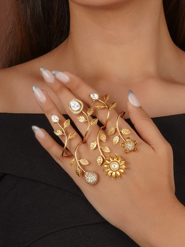 Gold Plated Faux Polki Ring - PK-R39