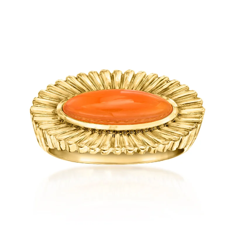 Ross-Simons Carnelian Ring in 18kt Gold Over Sterling